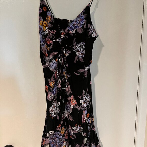 NWT Free People Ruffled Happy Heart Ruched Floral Feminine Mini Dress Size Large - Picture 2 of 6